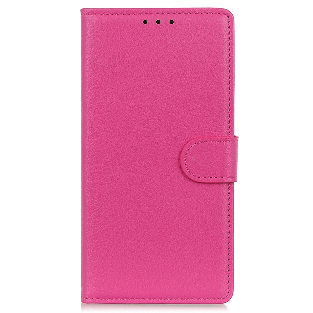 OnePlus 12 Litchi Leather Flip Cover m. Lommebok - Rosa