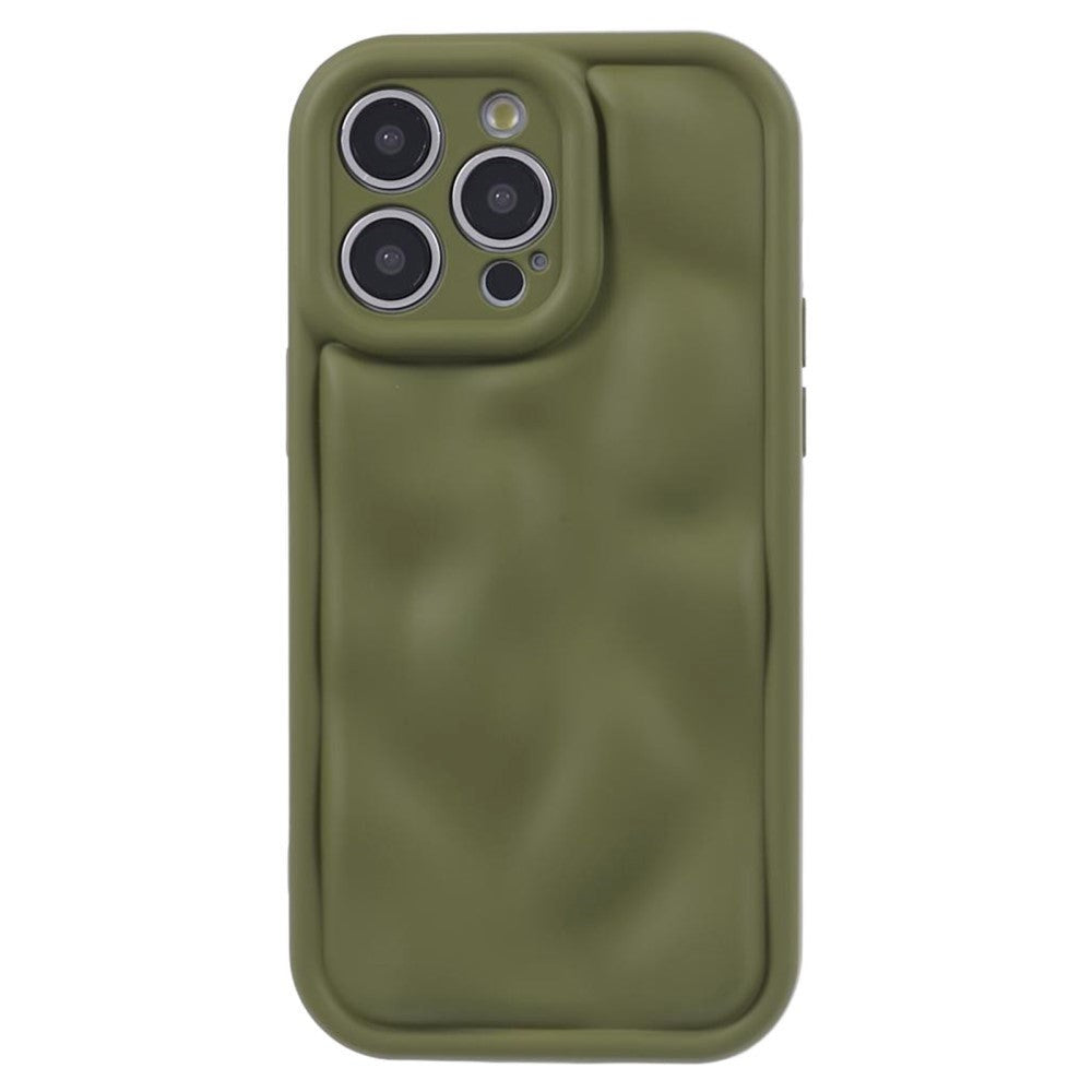 iPhone 15 Pro fleksibelt plastdeksel m. Wavy Look - Matte Grønn