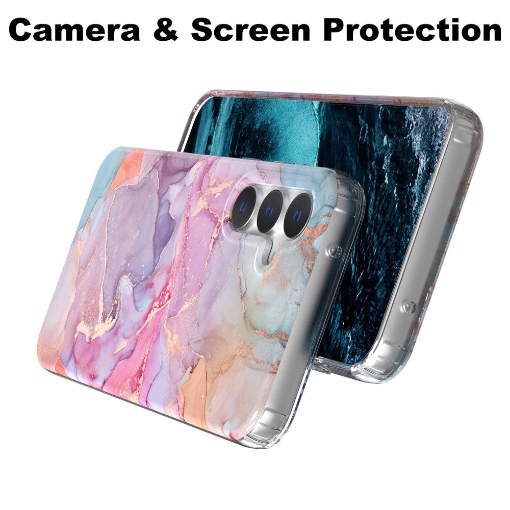 EIDERWOOD Samsung Galaxy S23 FE Hybrid Bagside Cover m. Marmor Print - Lyserød / Lilla