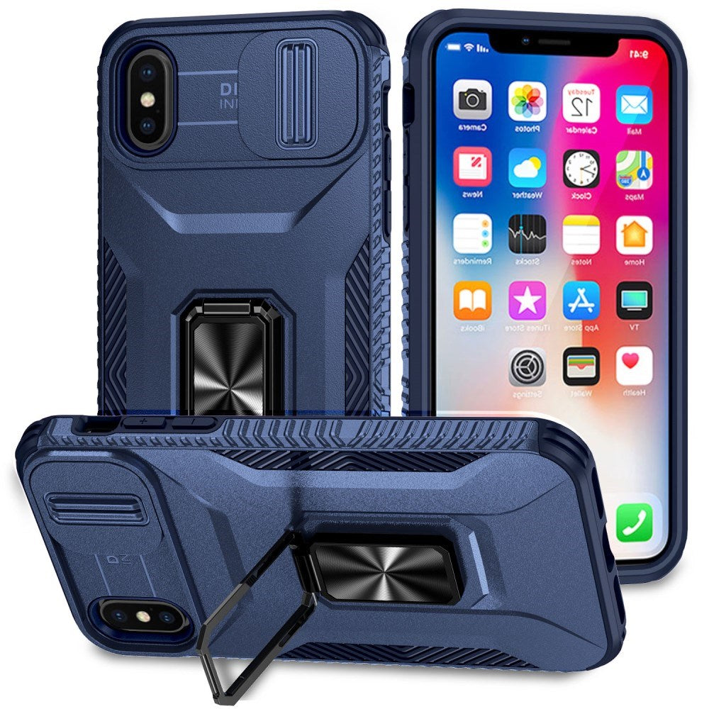 EIDERWOOD iPhone X / XS Craftsman Bakdeksel m. Magnetisk Kickstand & Cam Slider - Blå