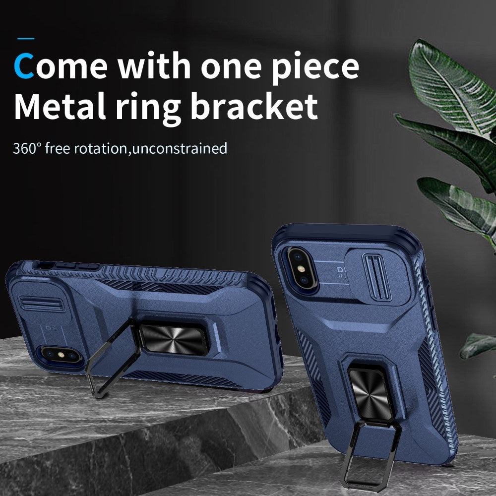 EIDERWOOD iPhone X / XS Craftsman Bakdeksel m. Magnetisk Kickstand & Cam Slider - Blå