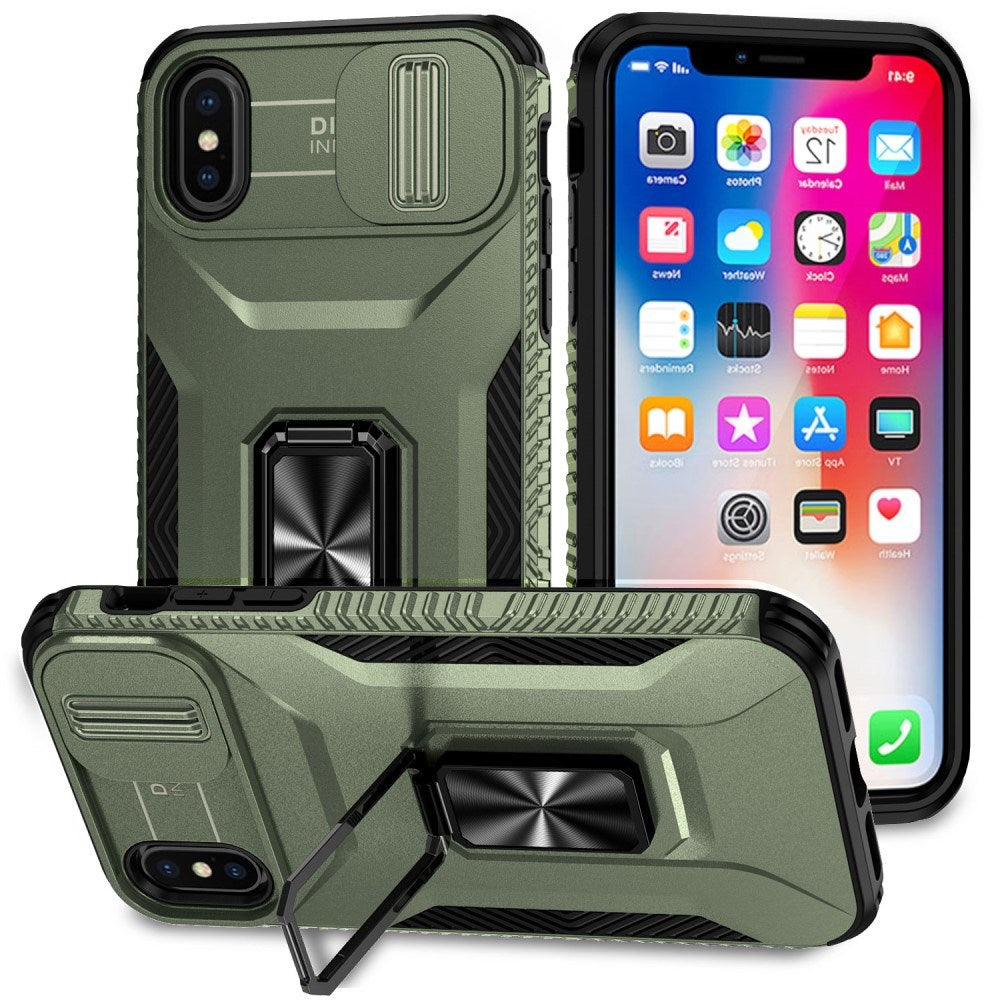 EIDERWOOD iPhone XS Max Craftsman Bakdeksel m. Magnetisk Kickstand & Cam Slider - Grønn