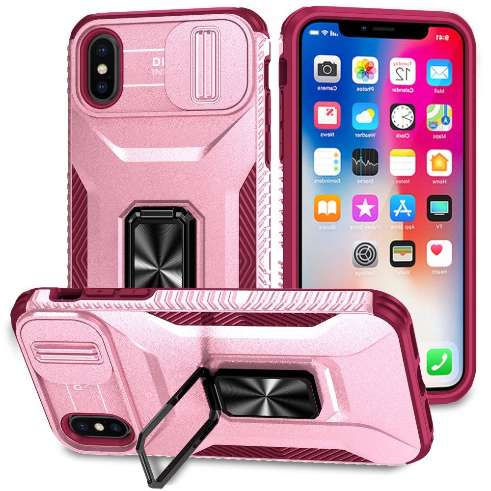 EIDERWOOD iPhone XS Max Craftsman Bakdeksel m. Magnetisk Kickstand & Cam Slider - Rosa