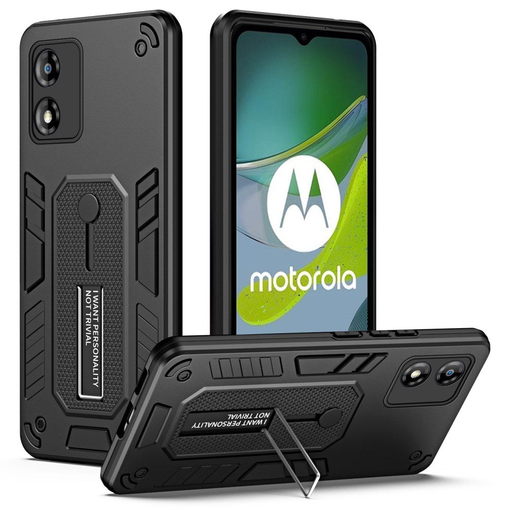 EIDERWOOD Motorola Moto E13 Craftsman Bakdeksel m. Fingerring & Stativ - Svart