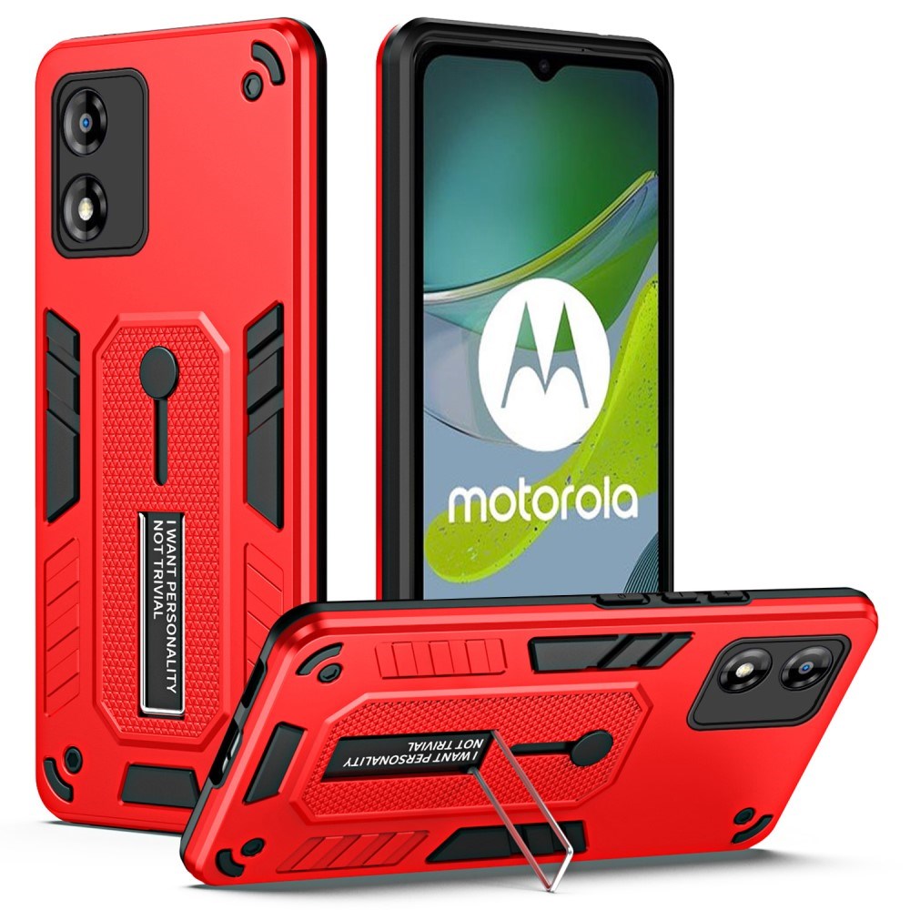 EIDERWOOD Motorola Moto E13 Craftsman Bakdeksel m. Fingerring og støtte - Rød