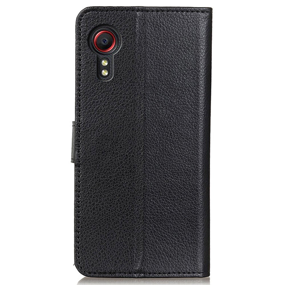 Samsung Galaxy Xcover 7 Leather Flip Cover m. Kortholdere - Svart