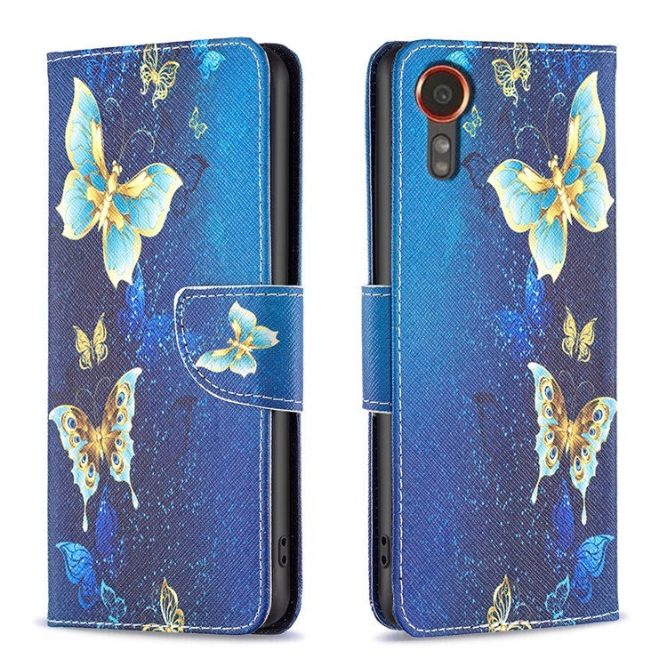 EIDERWOOD Samsung Galaxy Xcover 7 Flip Cover - 2 x Kortholder & Standerfunktion - Blå Sommerfugle