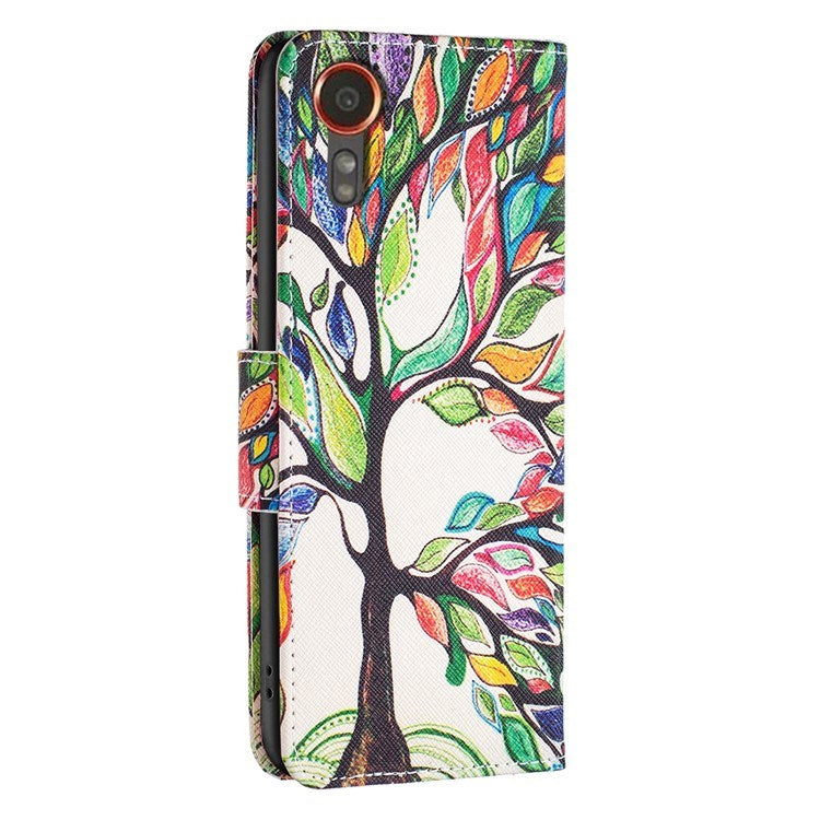 EIDERWOOD Samsung Galaxy Xcover 7 Flip Cover - 2 x Kortholder & Standerfunktion - Farverigt Træ