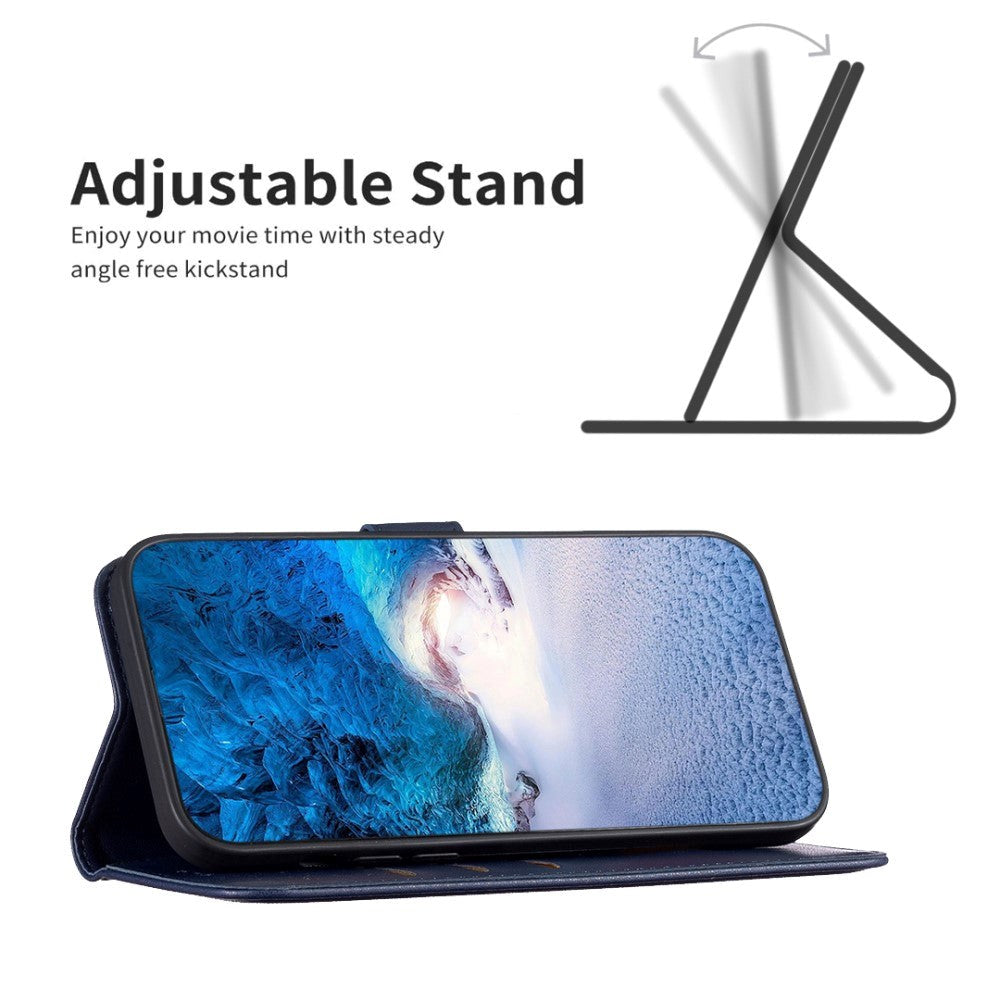 Motorola Moto G24 flip-deksel i kunstskinn m. Stativ og kortholder - blå