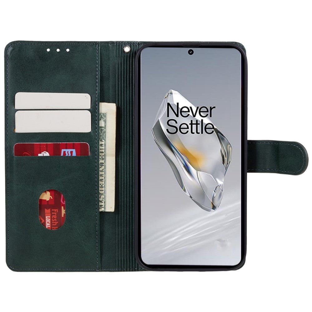 OnePlus 12R Leather Flip Cover m. Lommebok - Grønn