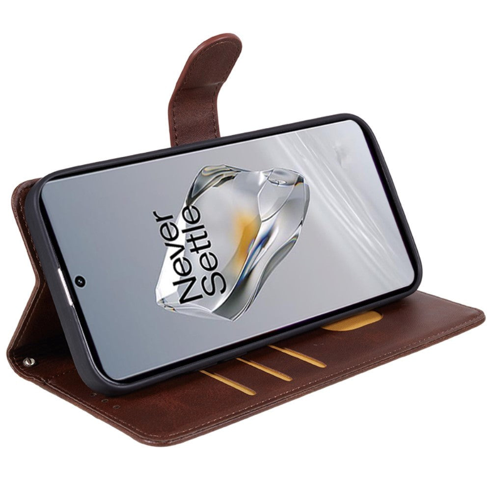 OnePlus 12R Leather Flip Cover m. Lommebok - Mørkebrun