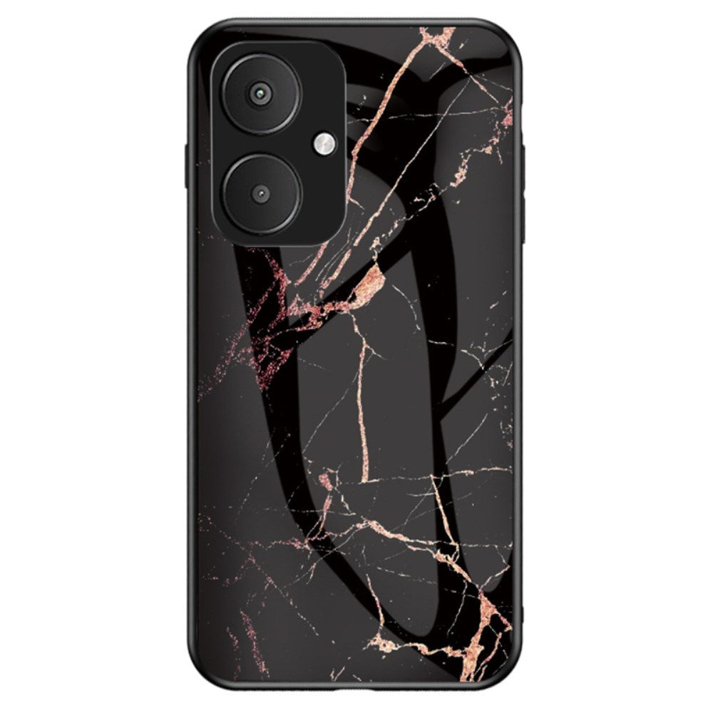 EIDERWOOD Xiaomi Redmi 13C (5G) plastbakdeksel m. Bakside av glass - svart og gull marmor