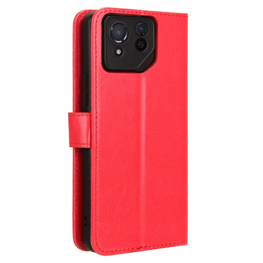 EIDERWOOD Asus ROG Phone 8 / 8 Pro Leather Flip Cover m. Lommebok og stropp - rød