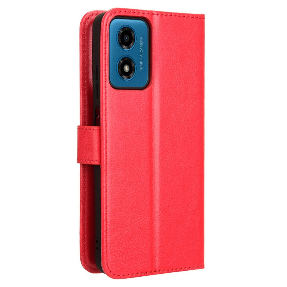 EIDERWOOD Motorola Moto G04 / G24 / G24 Power Glanset Leather Flip Cover m. Lommebok og stropp - rød