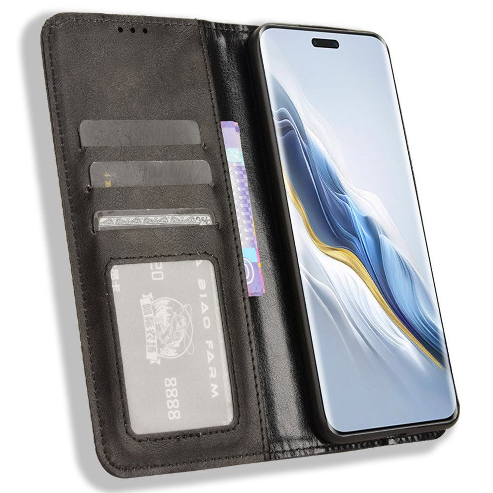 Honor Magic6 Pro (5G) - EIDERWOOD Magnetic Leathette Flip Cover - Svart
