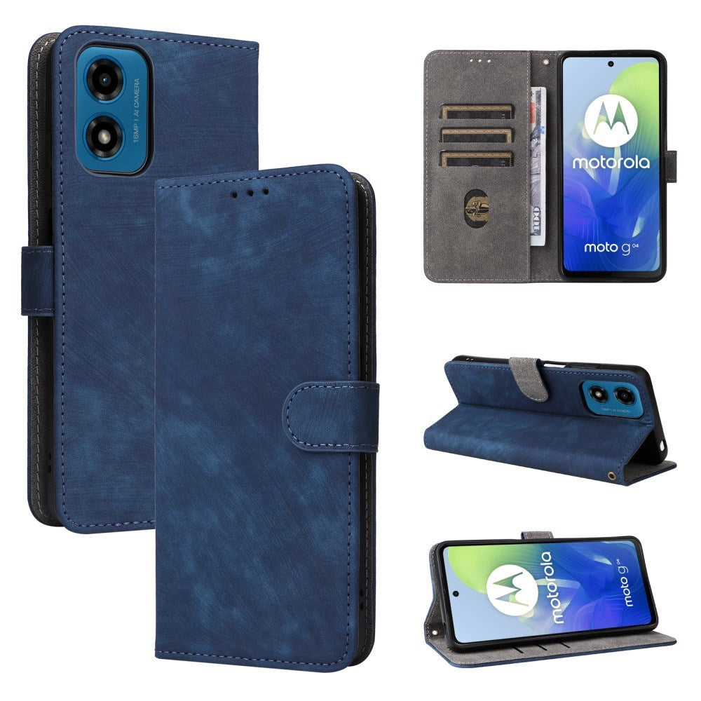 EIDERWOOD Motorola Moto G04 / G24 / G24 Power Leather Flip Cover m. Lommebok og stropp - blå