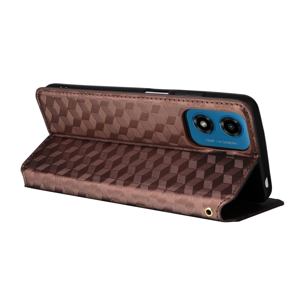 EIDERWOOD Motorola Moto G04 / G24 / G24 Power Leather Flip Cover m. Lommebok - Rhombus - Brun