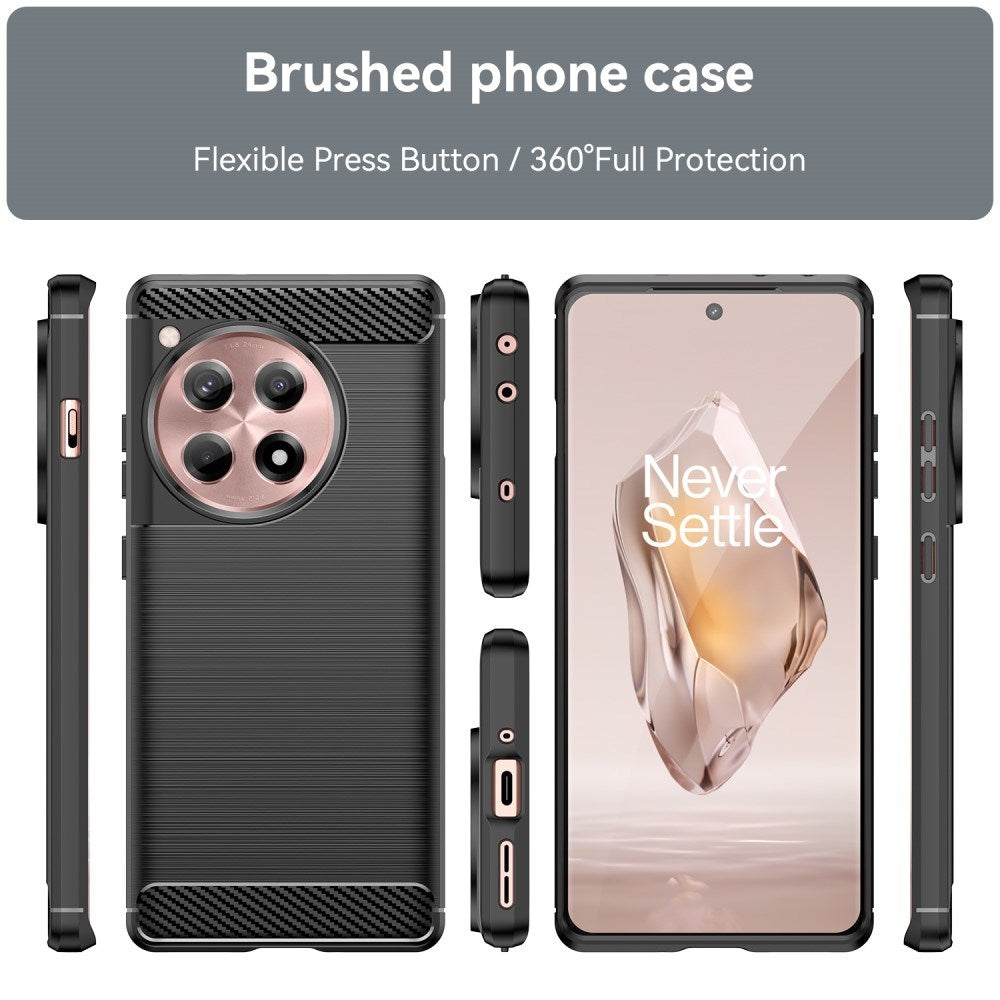 OnePlus 12R Brushed Carbon Bagside Cover - Sort