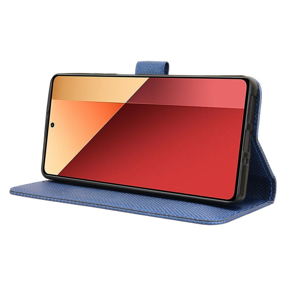 EIDERWOOD Xiaomi Redmi Note 13 Pro (4G) / Poco M6 Pro Leather Flip Cover m. Stropp og tekstur - blå