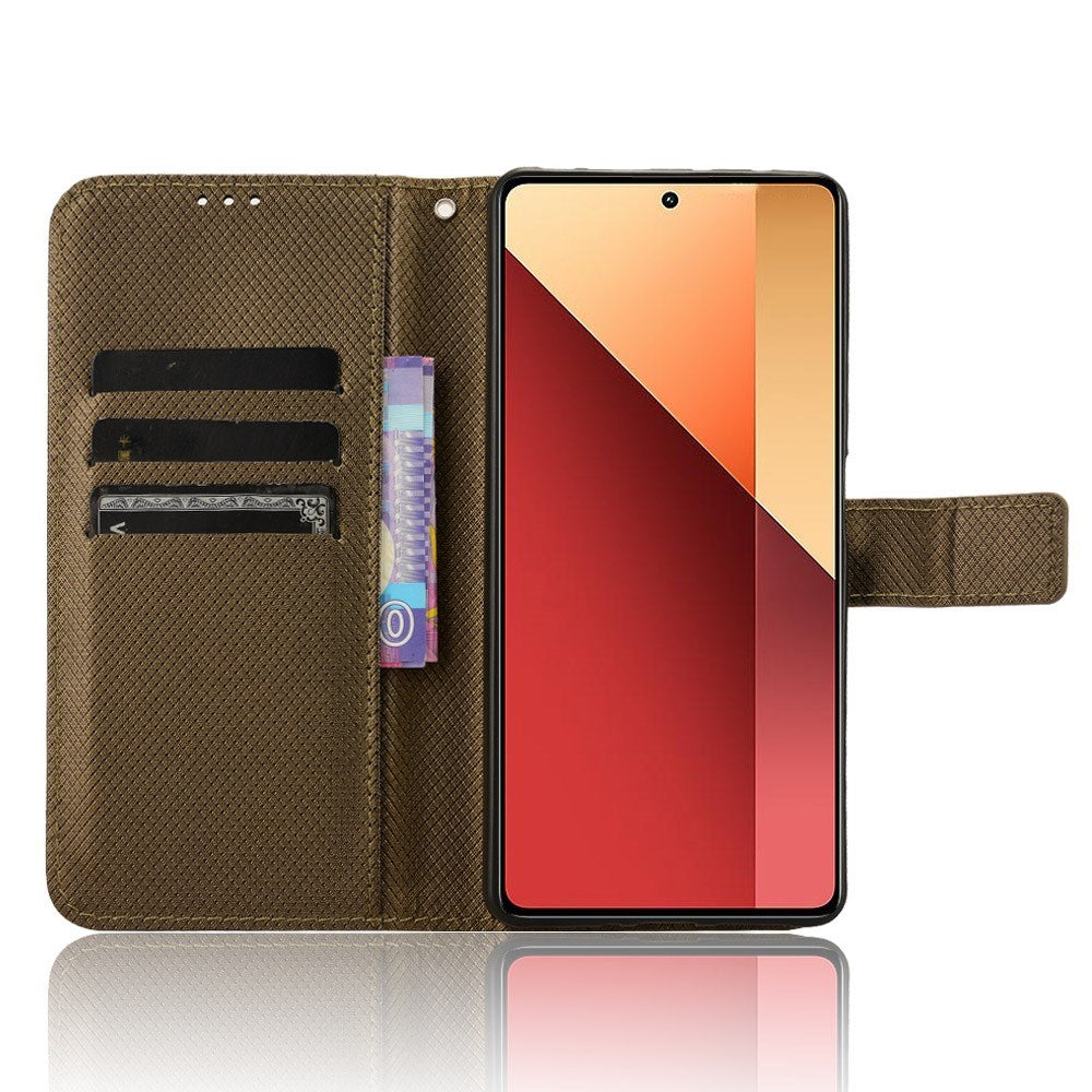 EIDERWOOD Xiaomi Redmi Note 13 Pro (4G) / Poco M6 Pro Leather Flip Cover m. Stropp og tekstur - brun