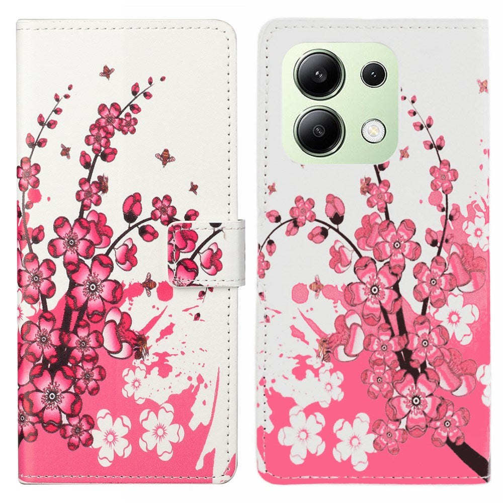 EIDERWOOD Xiaomi Redmi Note 13 (4G) Faux Leather Flip Cover m. Lommebok- og stativfunksjon - Plum Blossom