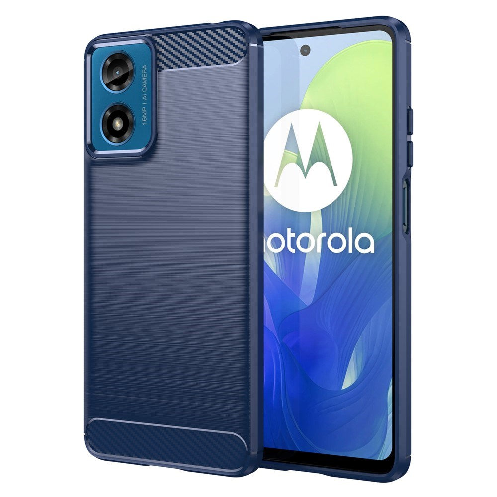 EIDERWOOD Motorola Moto G04 / G24 / G24 Power Børstet Carbon Bakdeksel - Blå