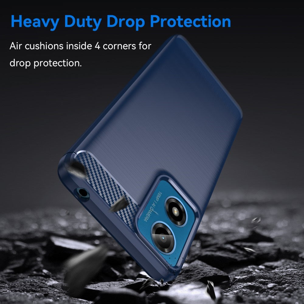 EIDERWOOD Motorola Moto G04 / G24 / G24 Power Børstet Carbon Bakdeksel - Blå