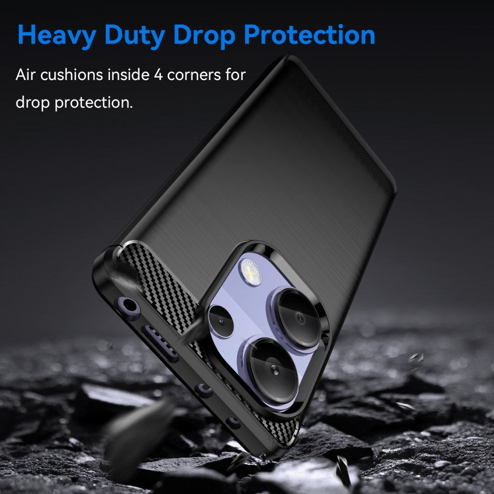 Xiaomi Redmi Note 13 Pro (4G) / Poco M6 Pro børstet karbonfiber fleksibelt plastbakdeksel - svart