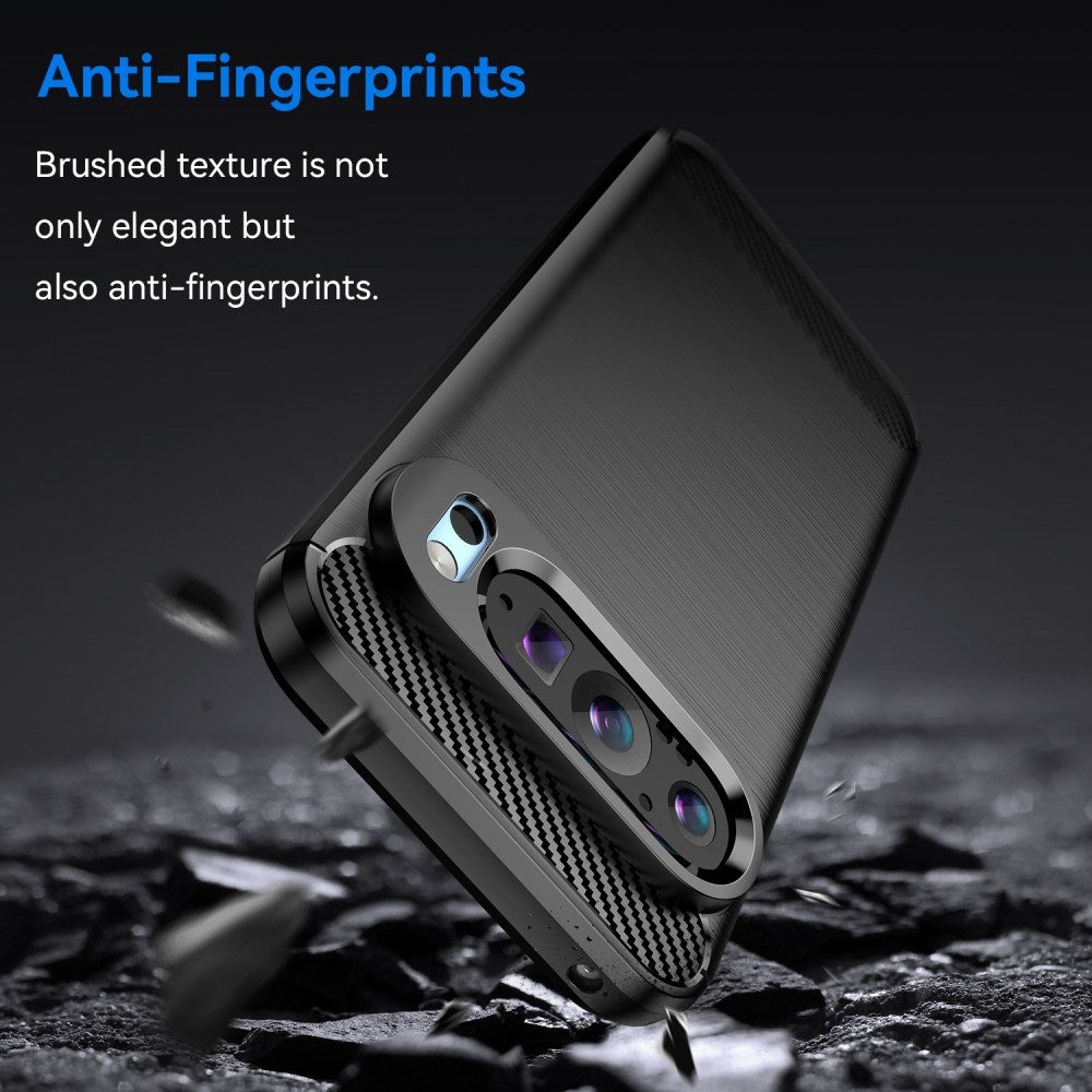 EIDERWOOD Google Pixel 9 / 9 Pro Bakdeksel i børstet karbon - svart