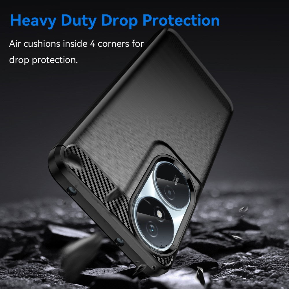 Honor X7b / 90 Smart - EIDERWOOD Brushed Carbon Fiber Fleksibelt Plastik Cover - Sort