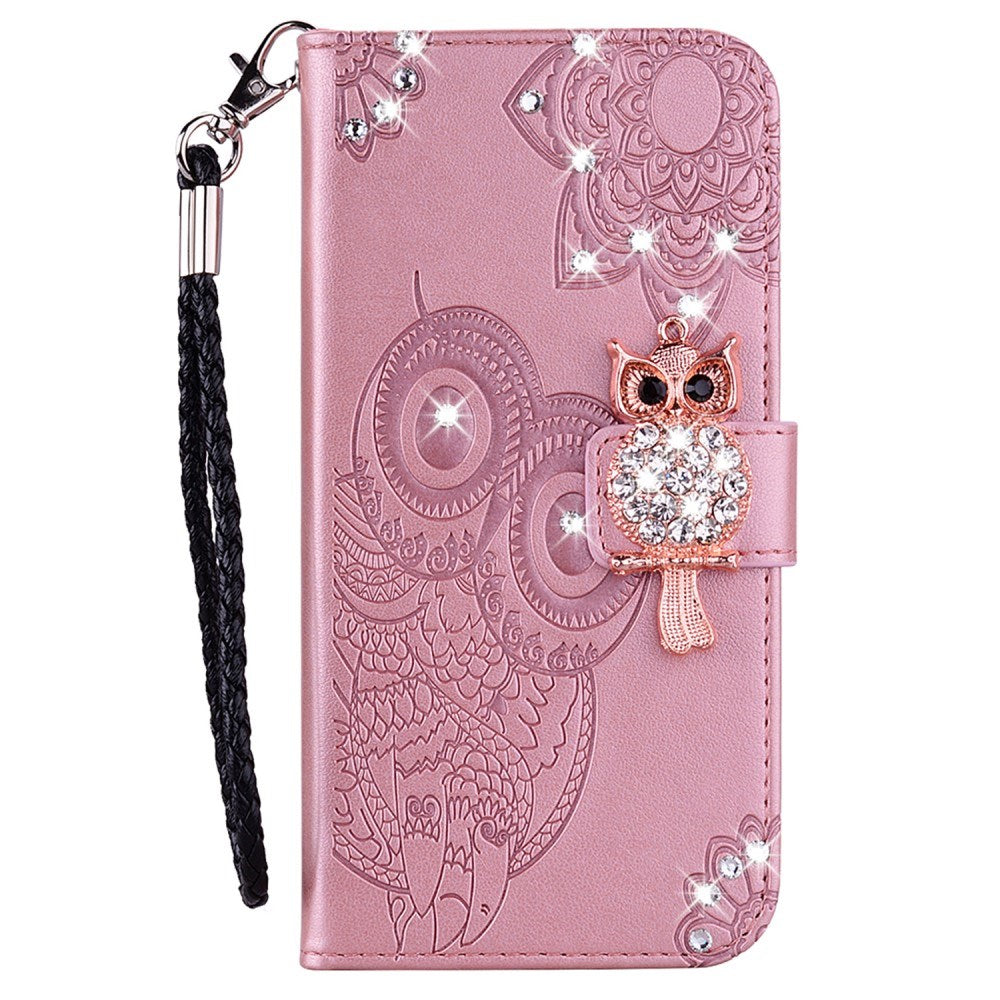 EIDERWOOD Xiaomi Redmi Note 13 Pro 5G / Poco X6 Leather Flip Cover m. Lommebok - Owl & Rhinestone - Rose Gold