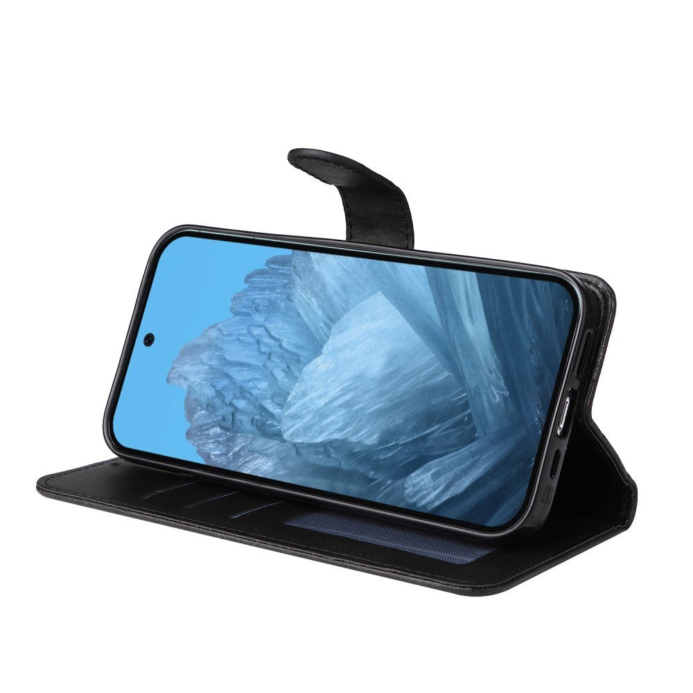 EIDERWOOD Google Pixel 10 / 10 Pro / 9 / 9 Pro Kunstlæder Flip Cover m. Kortholder & Strop - Sort