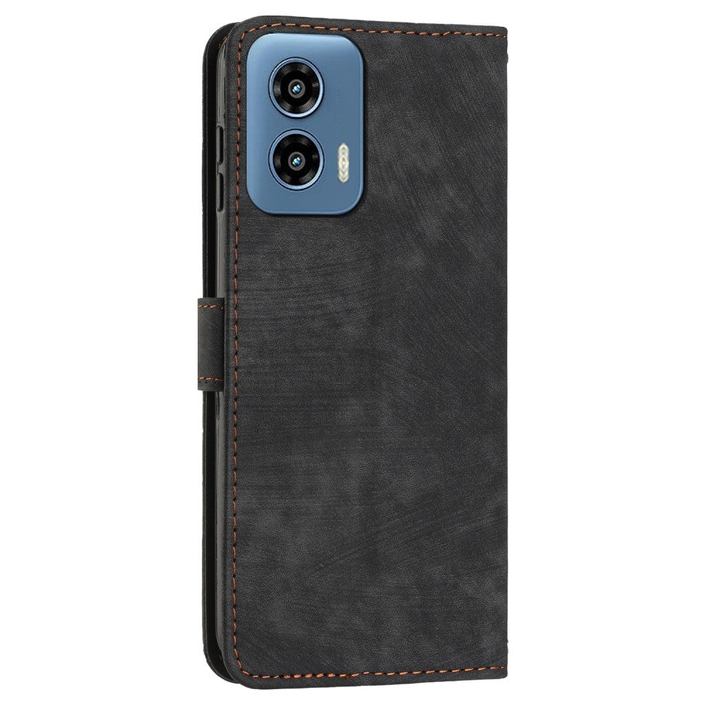 EIDERWOOD Motorola Moto G Play 5G (2024) Leather Flip Cover m. Lommebok og stropp - Svart