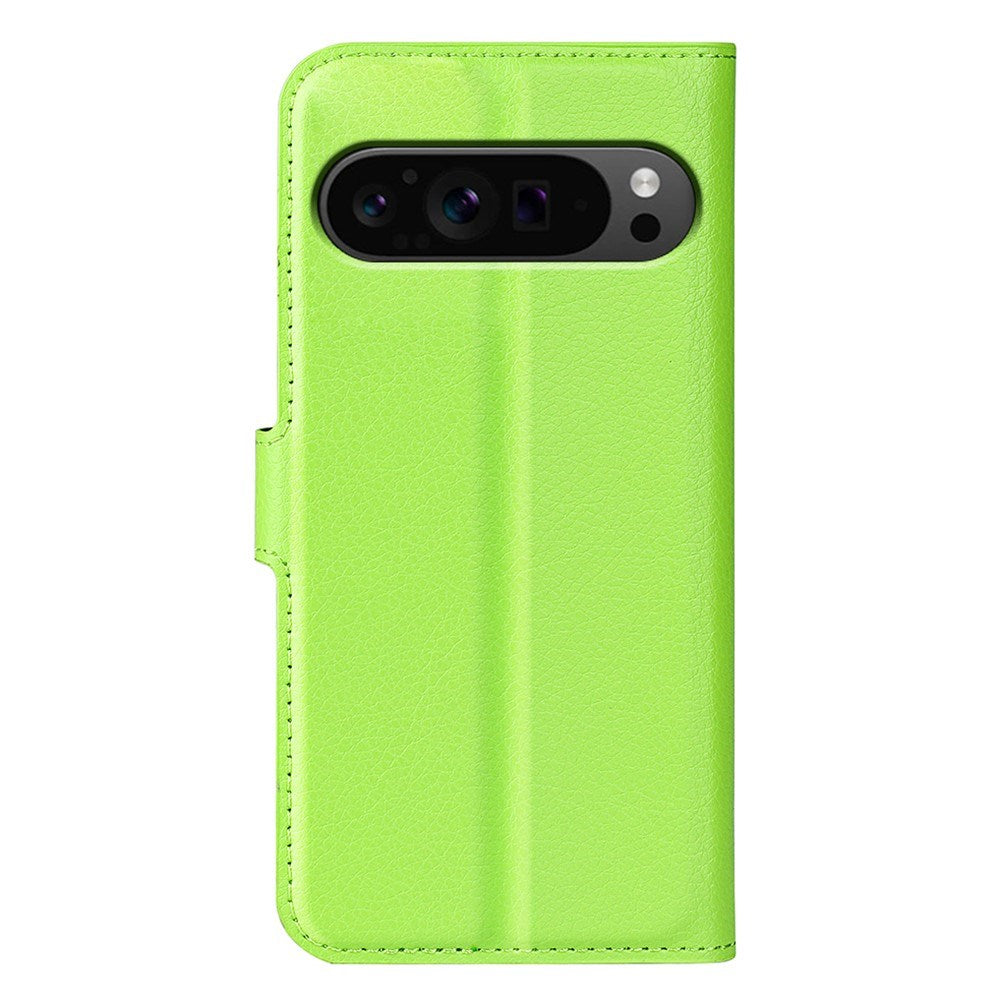 EIDERWOOD Google Pixel 9 Pro XL Litchi Leather Flip Cover m. Lommebok - Grønn