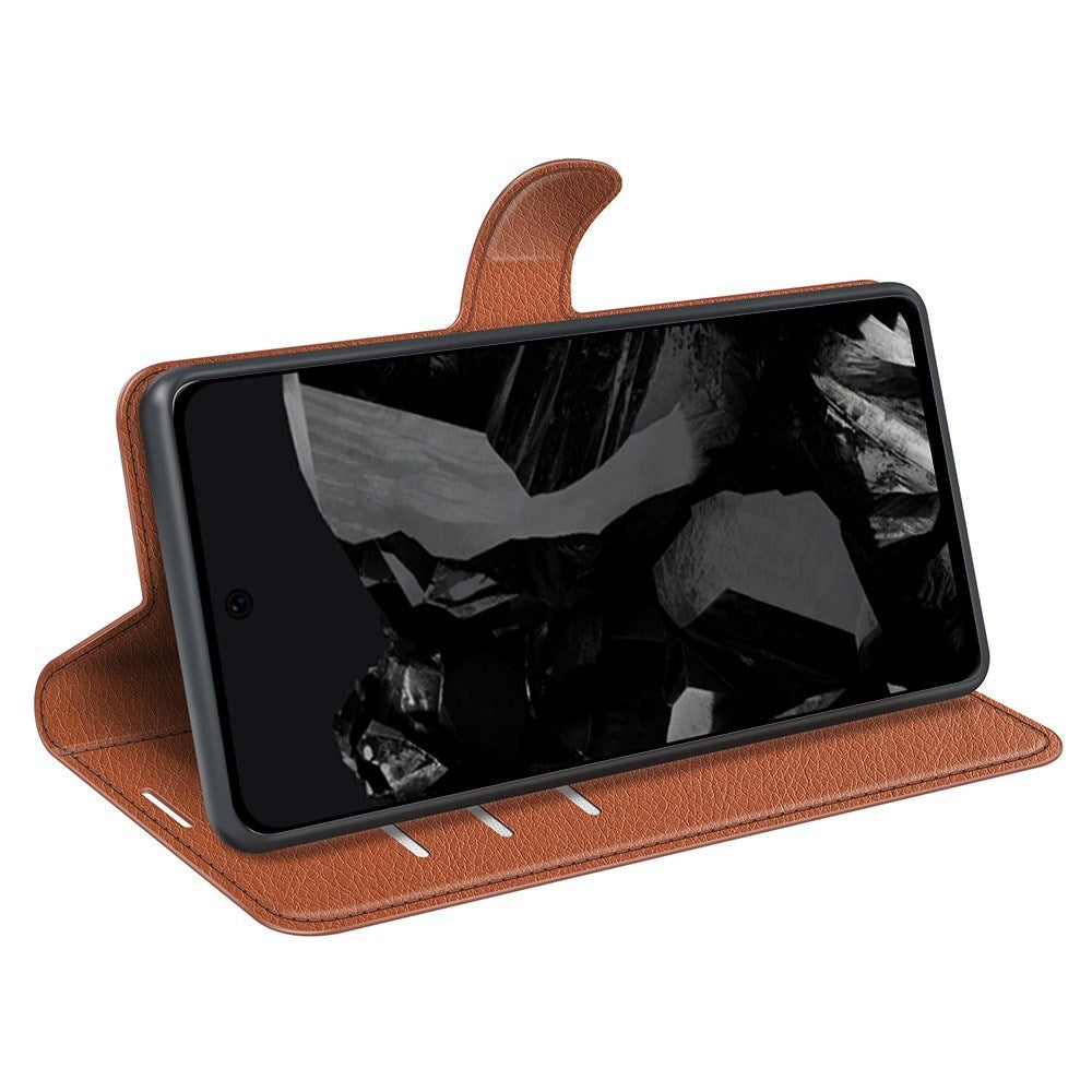 EIDERWOOD Google Pixel 9 Pro XL Litchi Leather Flip Cover m. Lommebok - Brun