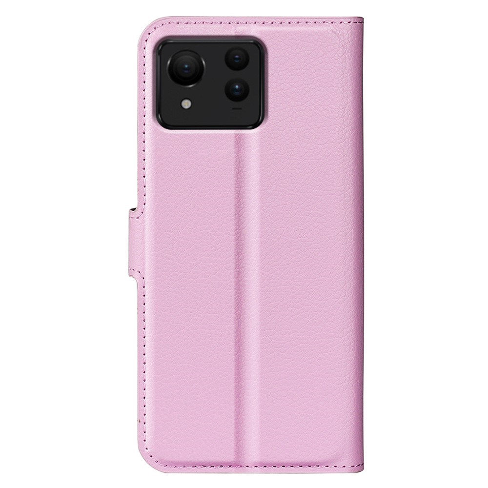EIDERWOOD Asus Zenfone 11 Ultra PU Litchi Leather Flip Cover m. Lommebok- og stativfunksjon - Rosa