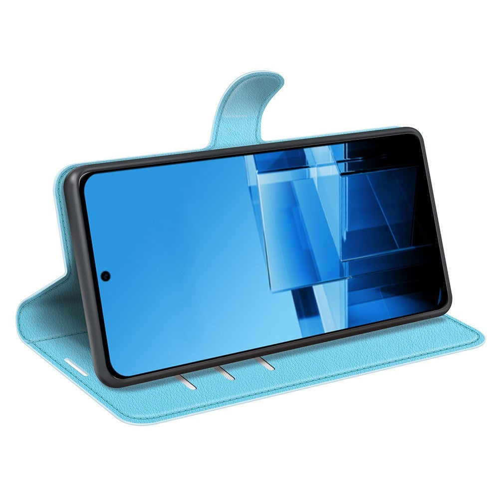 EIDERWOOD Asus Zenfone 11 Ultra PU Litchi Leather Flip Cover m. Lommebok og stativfunksjon - blå