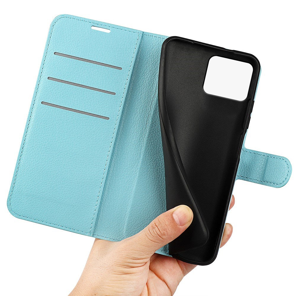 EIDERWOOD Asus Zenfone 11 Ultra PU Litchi Leather Flip Cover m. Lommebok og stativfunksjon - blå