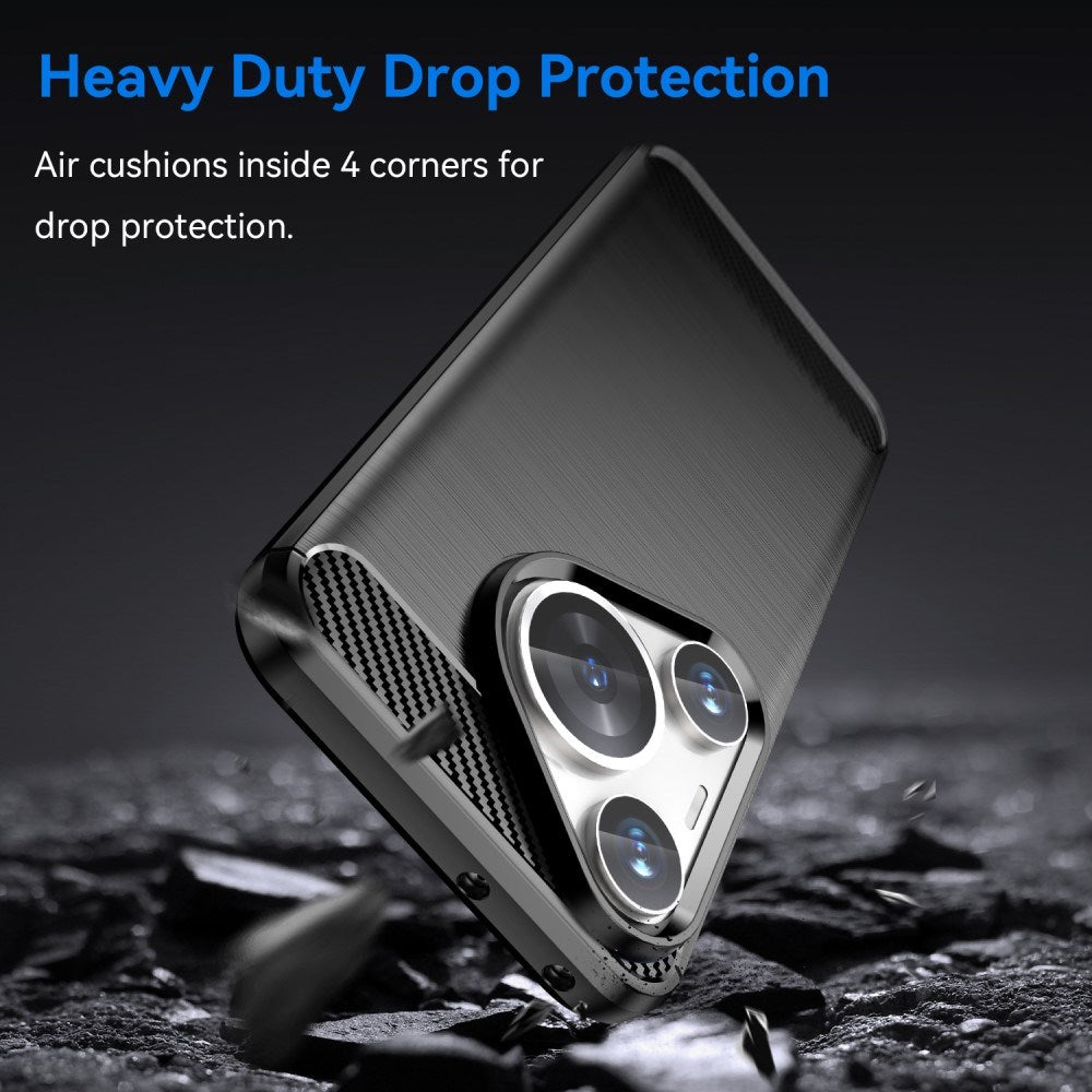 EIDERWOOD Huawei Pura 70 Pro / 70 Pro+ (Plus) Brushed Carbon Bagside Cover - Sort