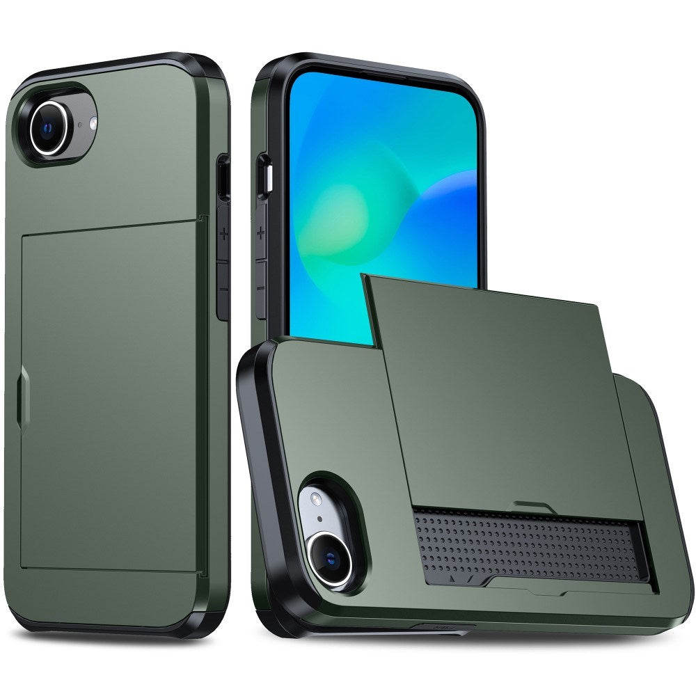 EIDERWOOD iPhone 16e Bakdeksel med kortholder - Mørkegrønn