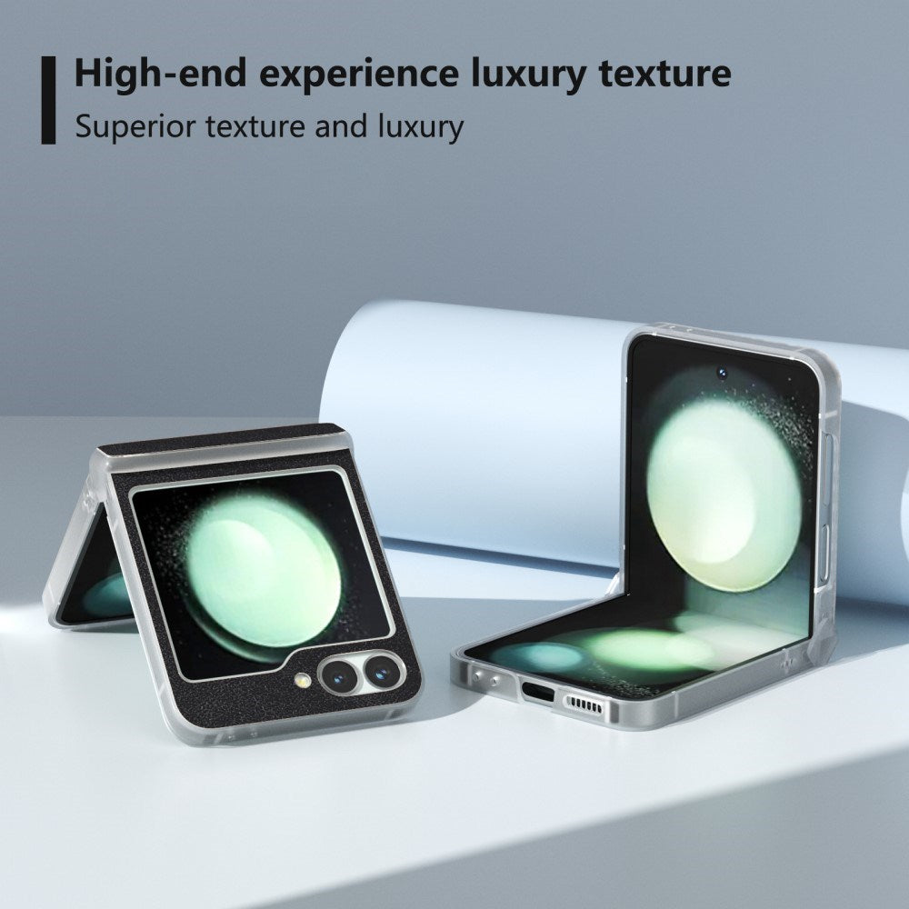 EIDERWOOD Samsung Galaxy Z Flip7 FE / Flip6 Læderbetrukket Plastik Bagside Cover - Sort