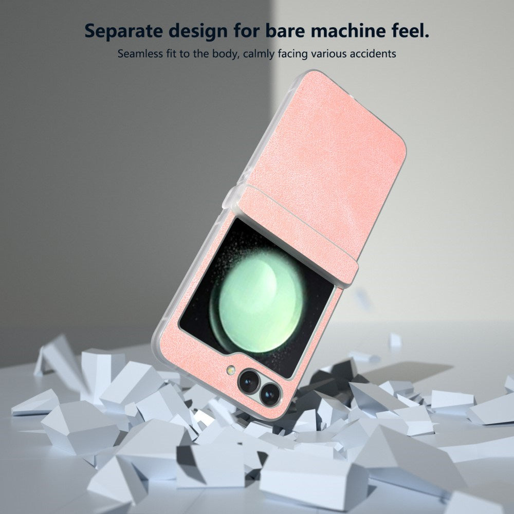 EIDERWOOD Samsung Galaxy Z Flip7 FE / Flip6 Læderbetrukket Plastik Bagside Cover - Lyserød