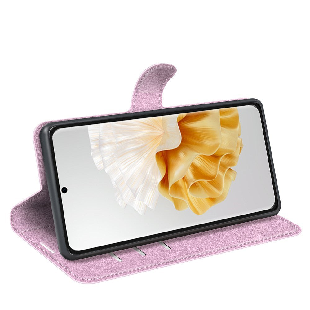 Huawei Pura 70 - EIDERWOOD Faux Leather Flip Cover m. Kortholder og stativfunksjon - Rosa
