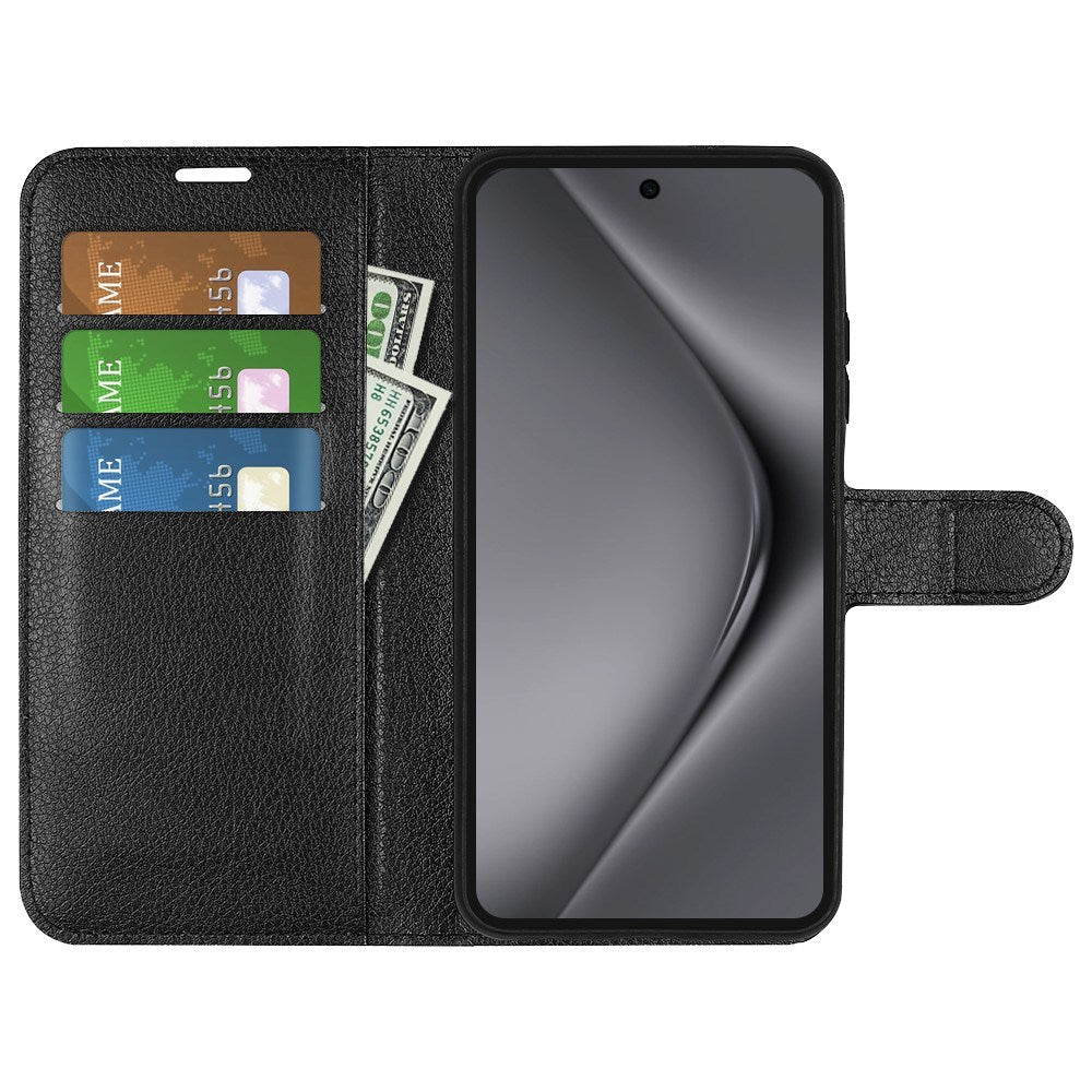 Huawei Pura 70 Pro / 70 Pro+ (Pluss) - EIDERWOOD Faux Leather Flip Cover m. Kortholder og stativfunksjon - svart