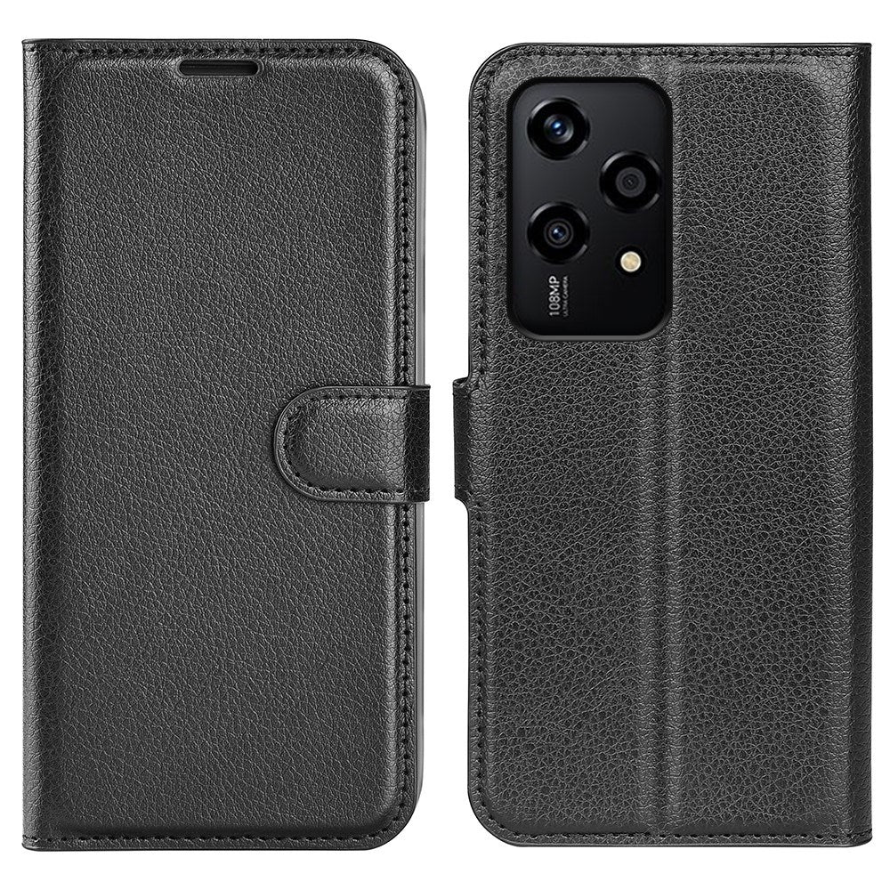 Honor 200 Lite - EIDERWOOD Faux Leather Flip Cover m. Kortholder og stativfunksjon - svart