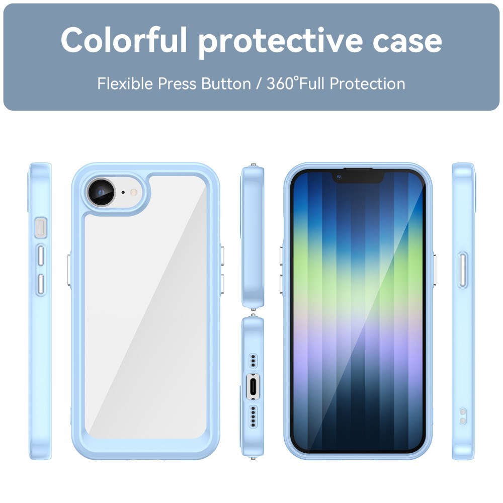 EIDERWOOD iPhone 17e / 16e Hybrid Plastik Bagside Cover - Gennemsigtig / Blå Kant