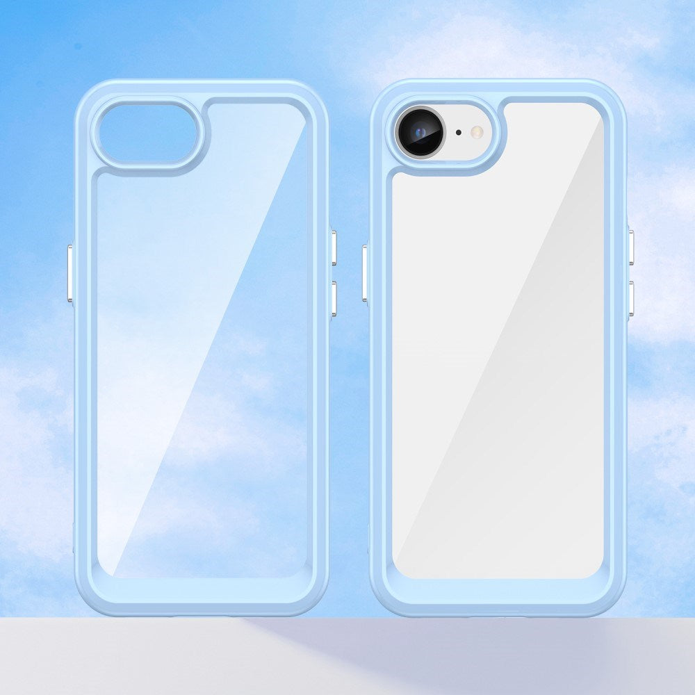 EIDERWOOD iPhone 17e / 16e Hybrid Plastik Bagside Cover - Gennemsigtig / Blå Kant