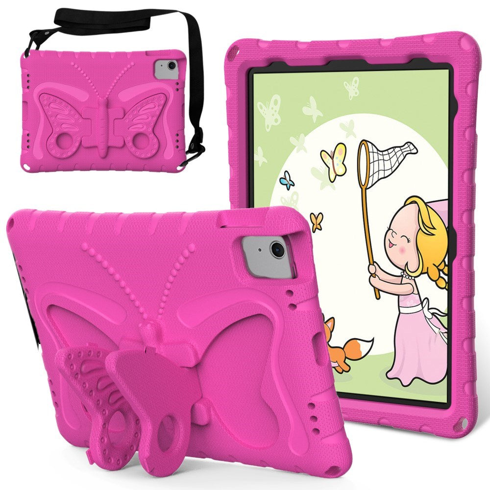 EIDERWOOD iPad Air 11" (2025 / 2024) Butterfly Kickstand Kids Cover m. Skulderstropp - Rosa