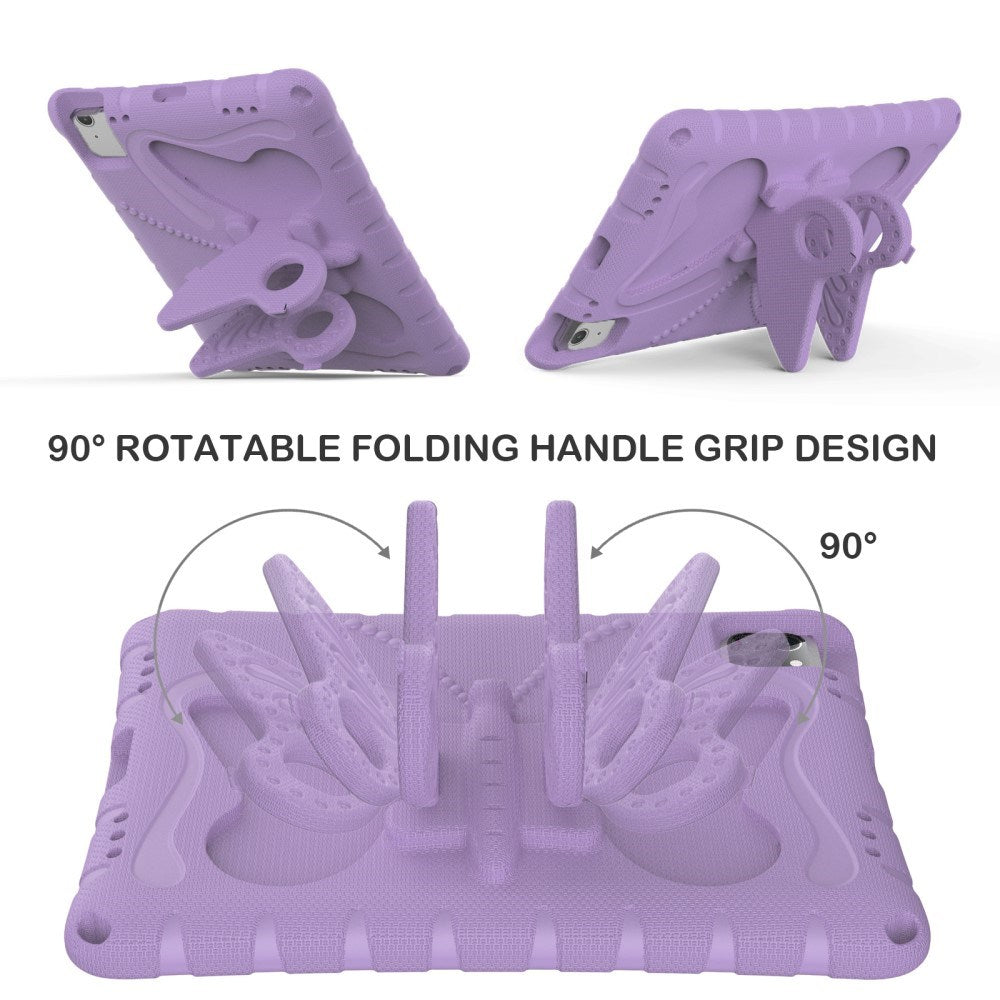 EIDERWOOD iPad Air 11" (2025 / 2024) Butterfly Kickstand Børne Cover m. Skulderstrop - Lilla