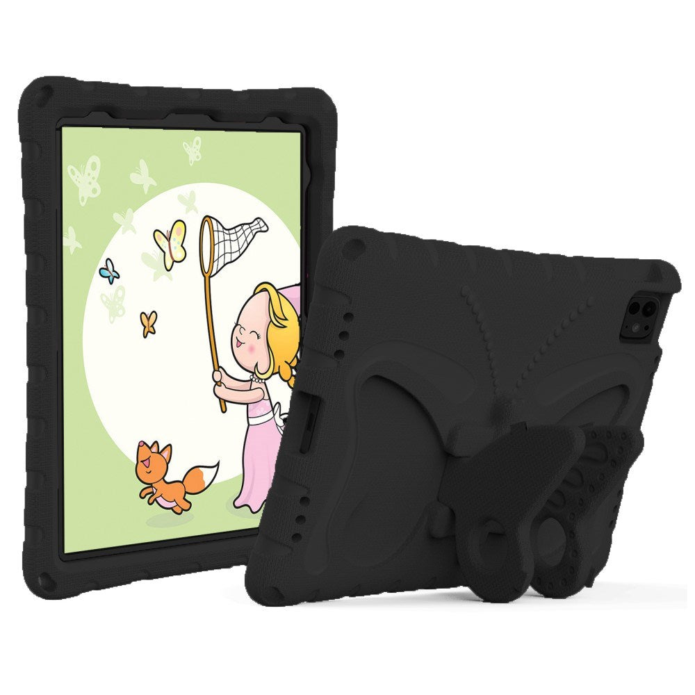 EIDERWOOD iPad Pro 11" (2025 / 2024) Butterfly Kickstand Børne Cover m. Skulderstrop - Sort